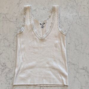 Brandy Melville White Lace Trim Tank Top